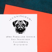 Pug Pet Dog achternaam en retour adres Rubberstempel