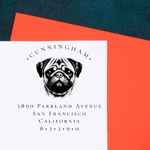 Pug Pet Dog achternaam en retour adres Rubberstempel