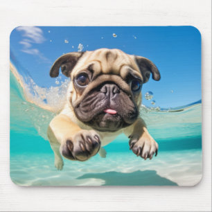 Pug Pet Dog Animal Fun Spelen Water Uit Muismat