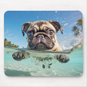 Pug Pet Dog Animal Fun Spelen Water Uit Muismat