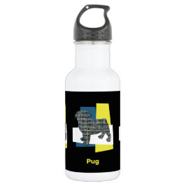 Pug Pet Dog Silhouette Yellow & Blue Grid Waterfles