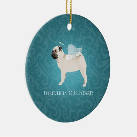 Pug Pet Memorial - Pug Angel Keramisch Ornament (Rechts)