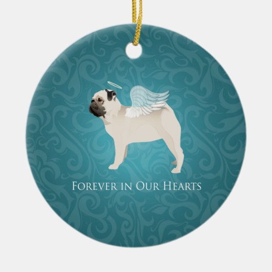 Pug Pet Memorial - Pug Angel Keramisch Ornament (Voorkant)