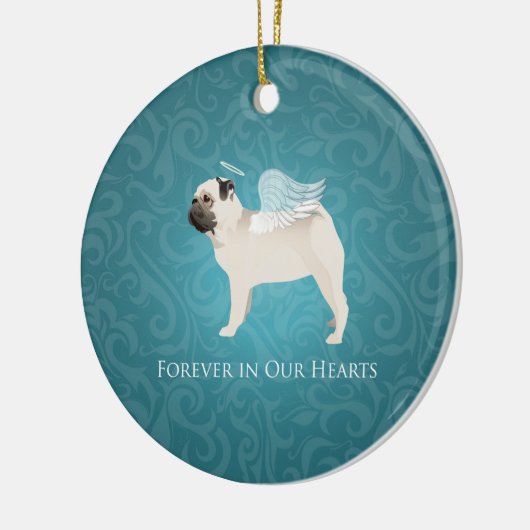 Pug Pet Memorial - Pug Angel Keramisch Ornament (Links)