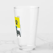 Pug Pet Silhouette Dog & Paw Yellow & Blue Grid Glas (Links)