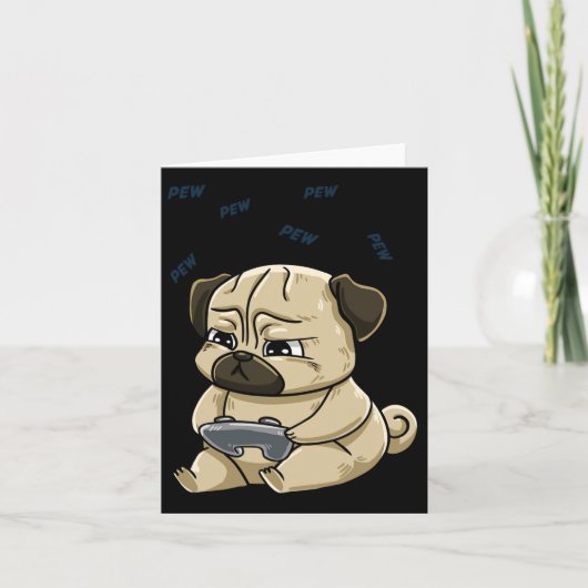 Pug Pew Gamepad Cute Hob Kaart (Voorkant)