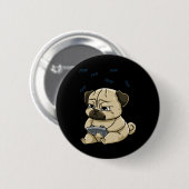Pug Pew Gamepad Schattigee kookplaat Ronde Button 5,7 Cm (Voorkant /achterkant)