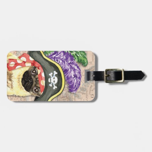 Pug Piraat Bagage Label (Voorkant horizontaal)