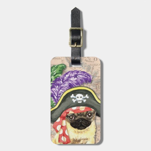 Pug Pirate Bagagelabel (Voorkant verticaal)