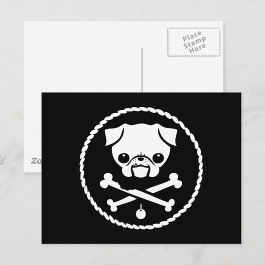 Pug Pirate Briefkaart (Voorkant / Achterkant)
