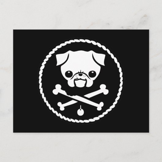 Pug Pirate Briefkaart (Voorkant)