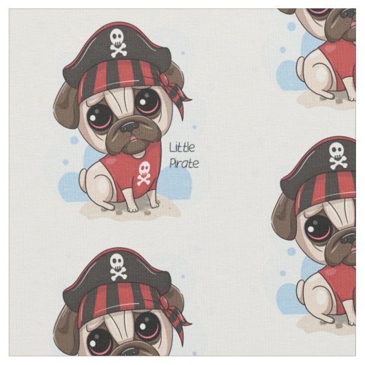 Pug Pirate Fabric Stof (Close Up)