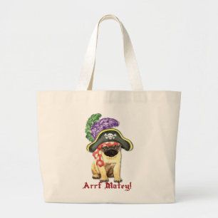 Pug Pirate Grote Tote Bag
