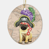 Pug Pirate Keramisch Ornament (Links)