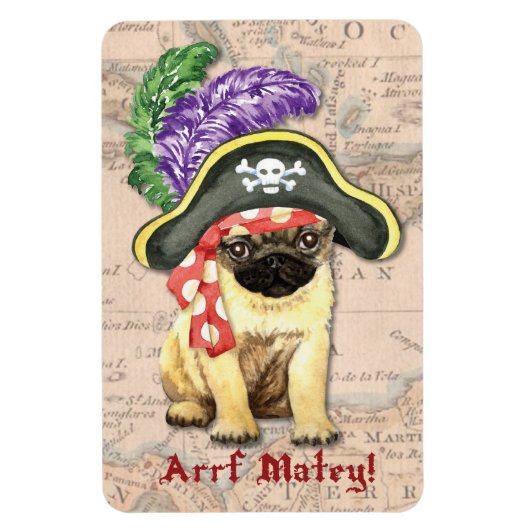 Pug Pirate Magneet (Verticaal)