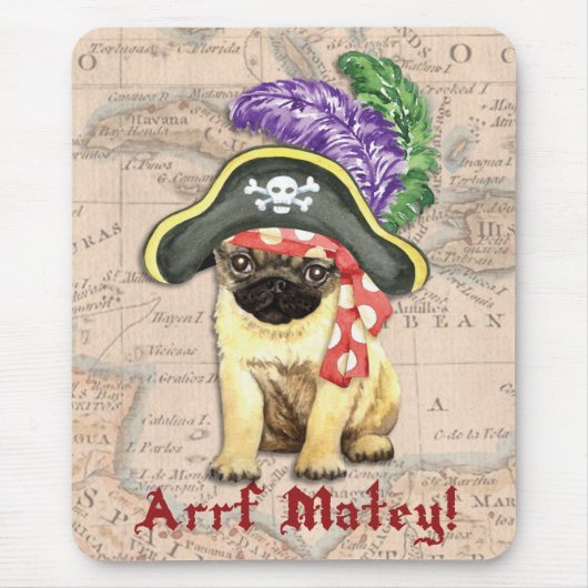 Pug Pirate Muismat (Voorkant)