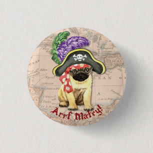 Pug Pirate Ronde Button 3,2 Cm