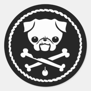 Pug Pirate Ronde Sticker