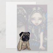 "Pug Pixie" bankierwerk Briefpapier (Voorkant / Achterkant)