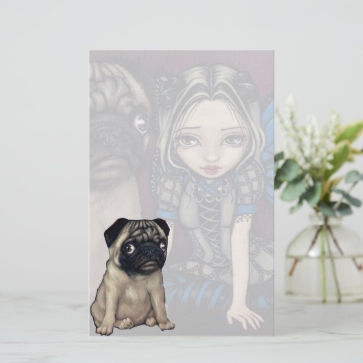 "Pug Pixie" bankierwerk Briefpapier (Staand voorkant)