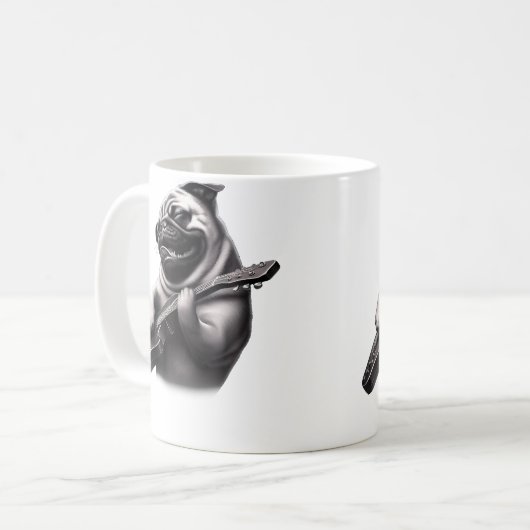 Pug Playing Guitar - Funny Rock Music Guitar Pug Koffiemok (Voorkant links)