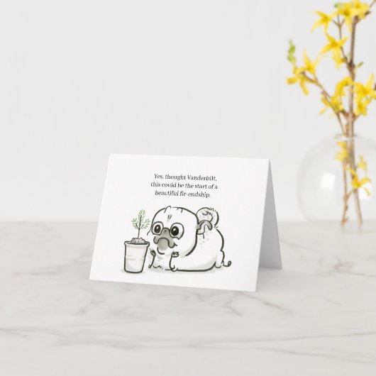 Pug Poetry: een mooie vriendschap Kaart (Gele Bloem)
