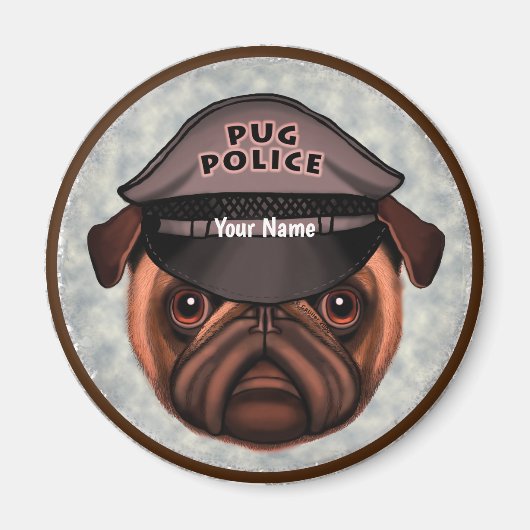 Pug Politie Magneet (Voorkant)