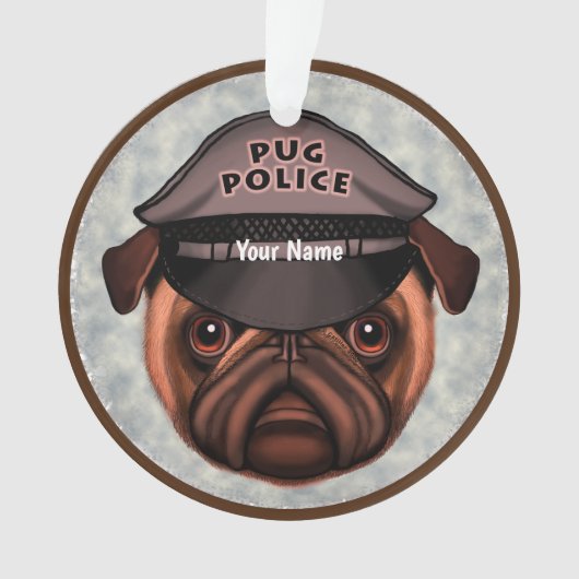 Pug Politie Ornament (voorkant)