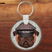 Pug Politie Sleutelhanger (Voorkant)