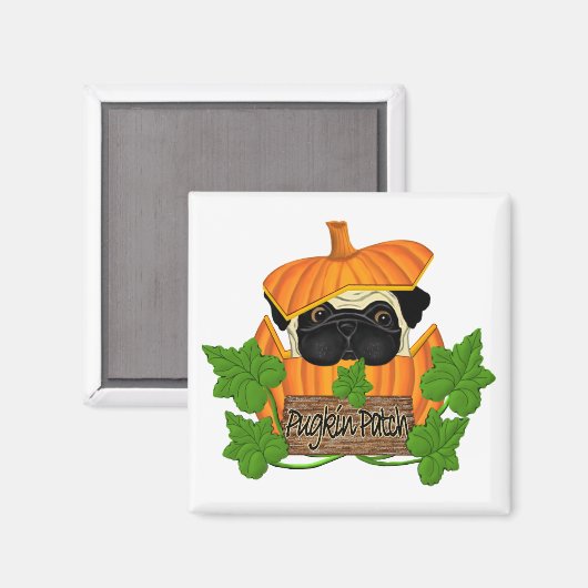 Pug pompoen patch magneet (Voorkant / Achterkant)