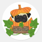 Pug pompoen patch ronde sticker (Voorkant)