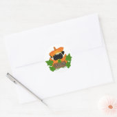 Pug pompoen patch ronde sticker (Envelop)