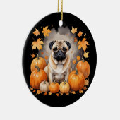 Pug Pompoen Thanksgiving Herfst Halloween Hondenli Keramisch Ornament (Rechts)