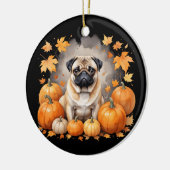 Pug Pompoen Thanksgiving Herfst Halloween Hondenli Keramisch Ornament (Links)