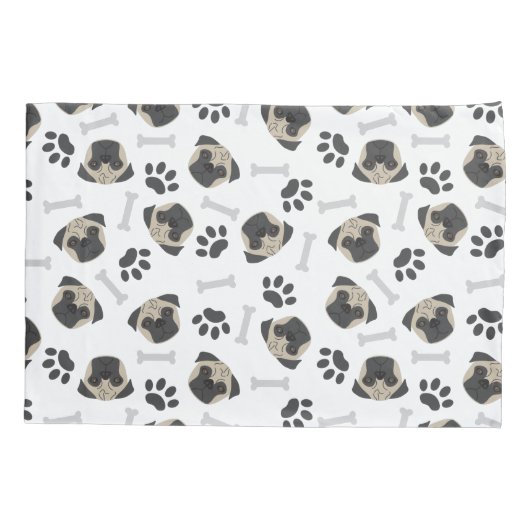 Pug-, poot- en botten-patroon kussensloop (Achterkant)