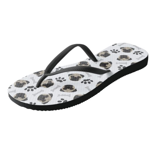 Pug-, poot- en botten-patroon teenslippers (Schuin)