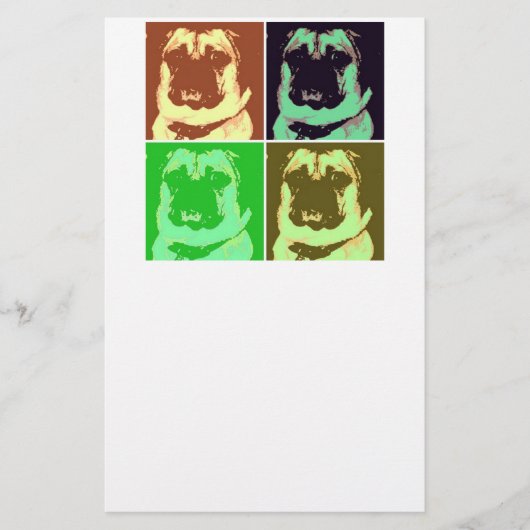 Pug Pop Art Briefpapier (Voorkant)