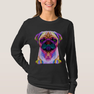 Pug Pop Art Colorful Portret Carlino voor Dog Love T-shirt