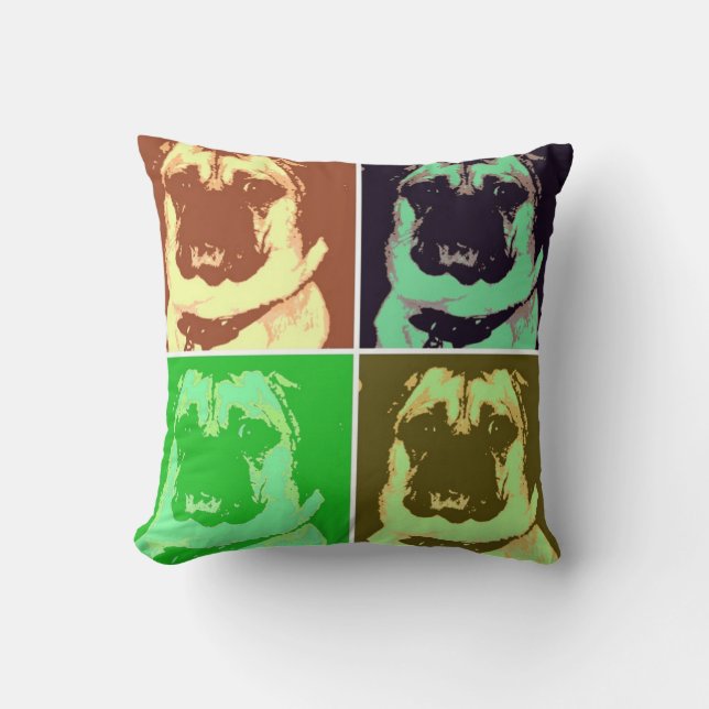 Pug Pop Art Kussen (Voorkant)