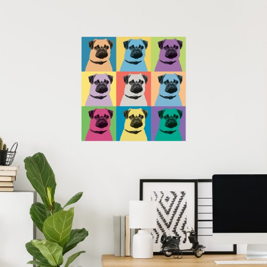 Pug Pop-Art Poster (Thuiskantoor)