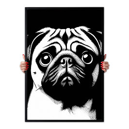 Pug Pop Art Wit & Zwart Fun Chic Esthetiek Poster