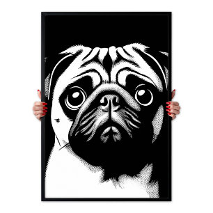 Pug Pop Art Wit & Zwart Fun Chic Esthetiek Poster