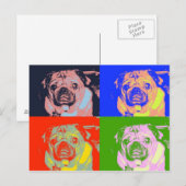 Pug PopArt Briefkaart (Voorkant / Achterkant)