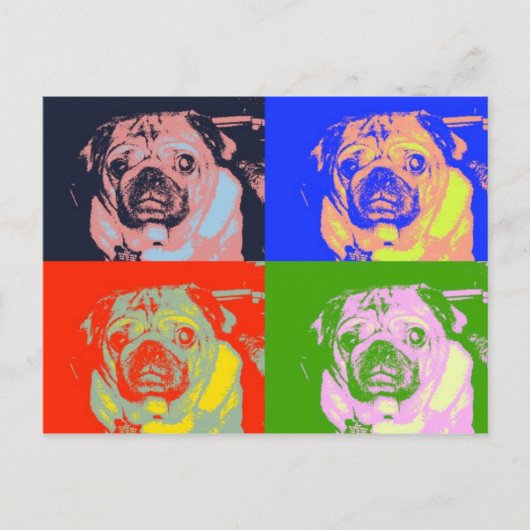 Pug PopArt Briefkaart (Voorkant)