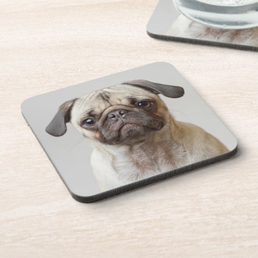 Pug Portrait Bier Onderzetter (Linkerzijde)