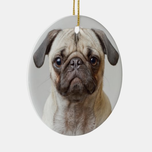 Pug Portrait Keramisch Ornament (Rechts)
