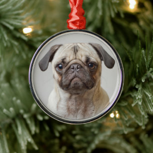 Pug Portrait Metalen Ornament