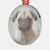 Pug Portrait Metalen Ornament (Links)