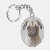 Pug Portrait Sleutelhanger (Voorkant Links)