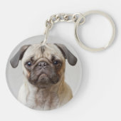 Pug Portrait Sleutelhanger (Achterkant)